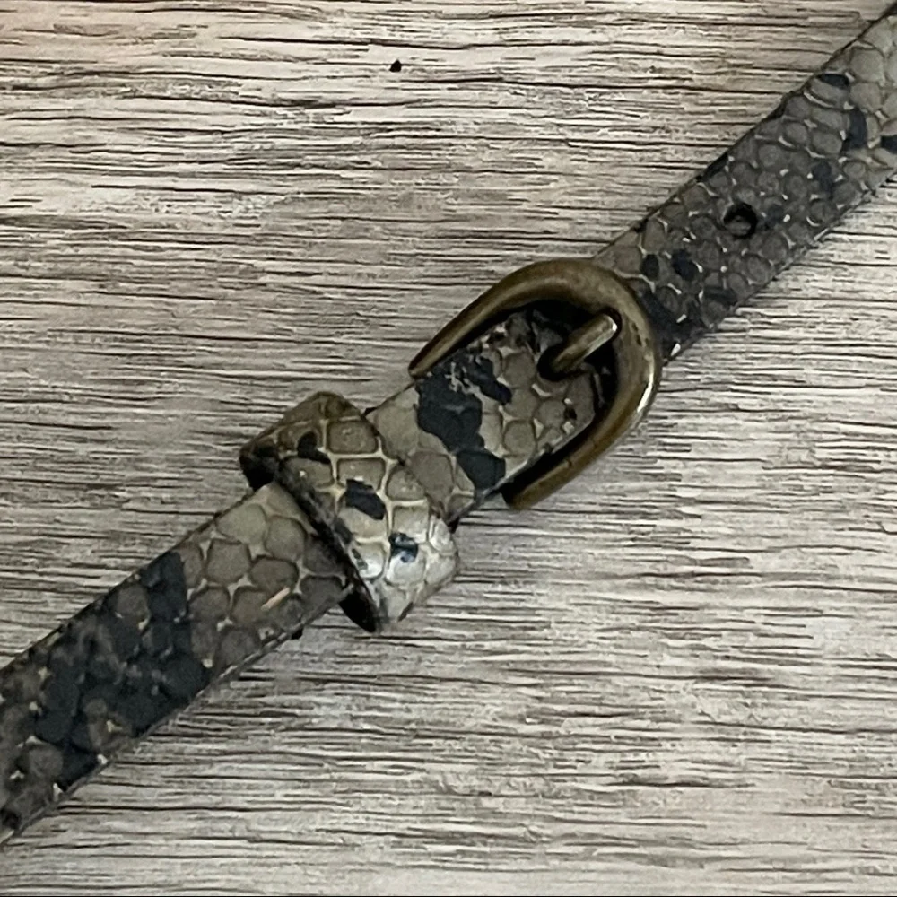 🌺 BDG Urban Outfitters Snake Print Skinny Brown Leather Belt Size M